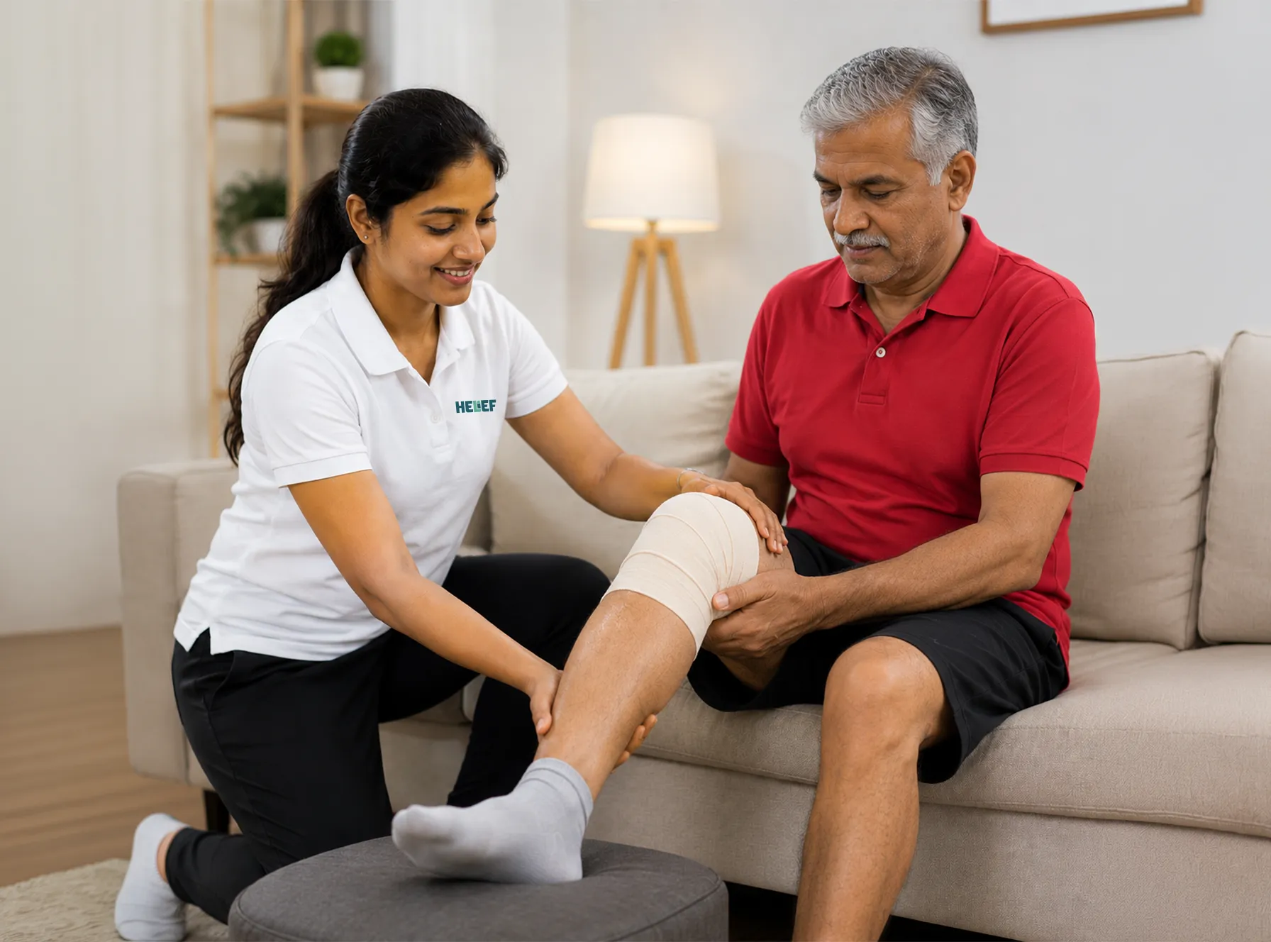 Helief physiotherapist providing post-surgery rehabilitation in Bangalore