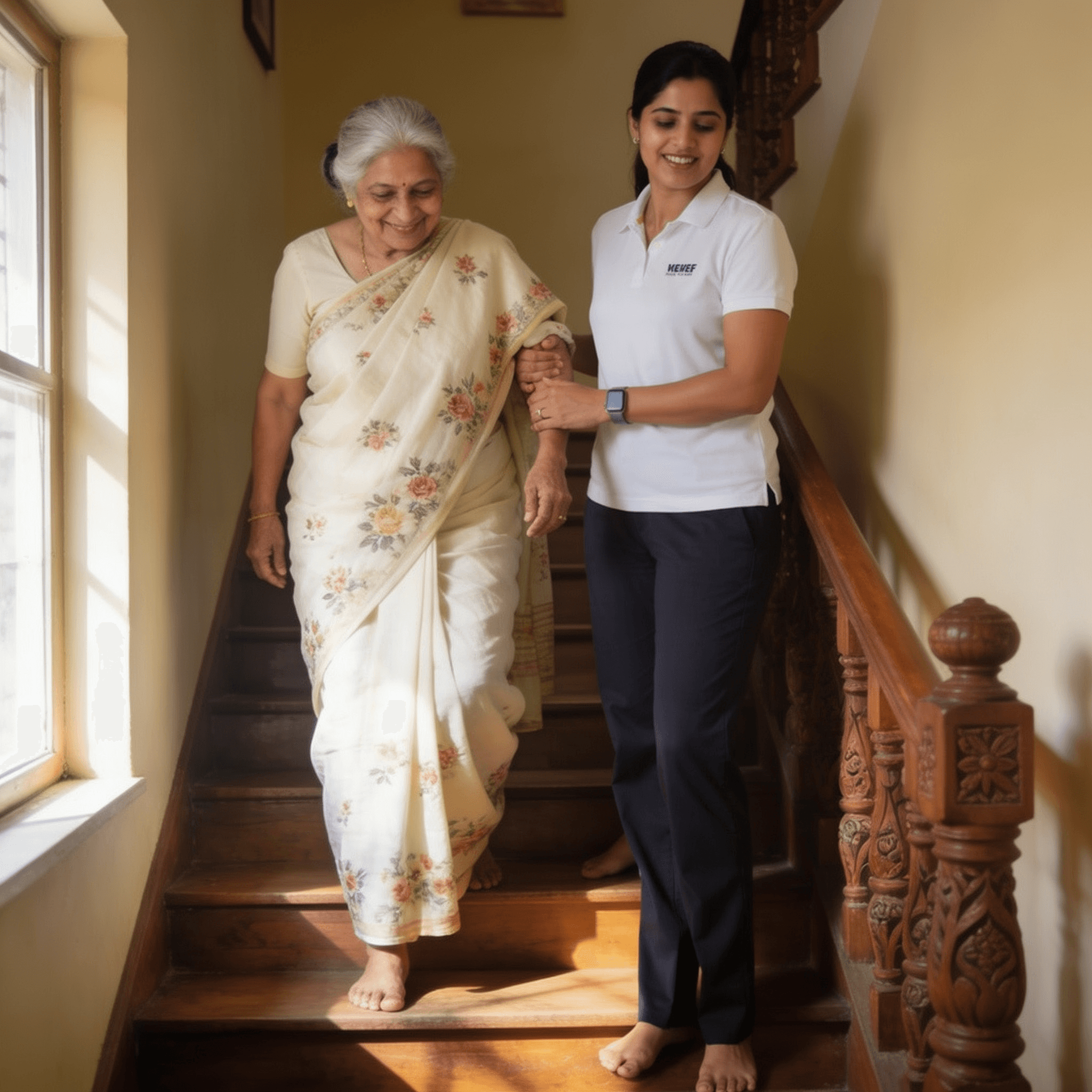 Helief physiotherapist helping elderly patient