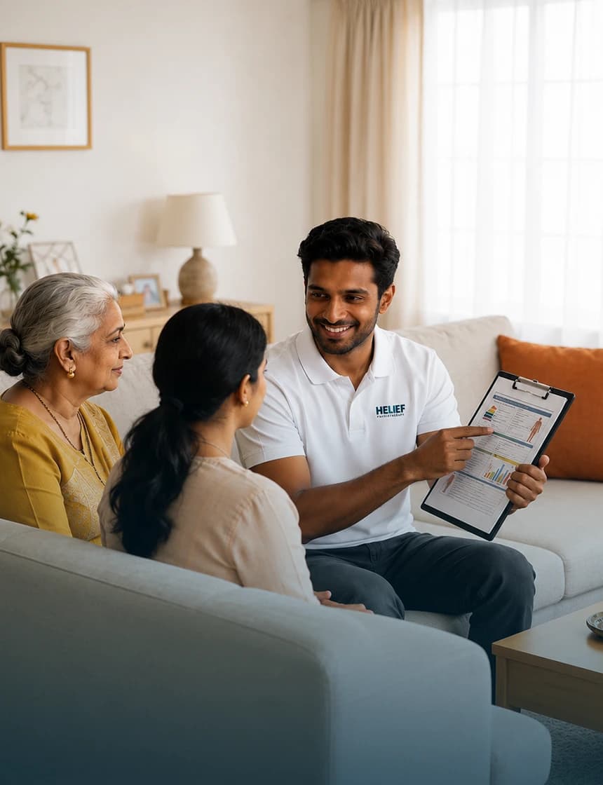 Helief physiotherapist providing home rehabilitation in Bangalore